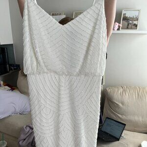 Size 16 Ivory Blouson Bead Adrianna Papell Dress